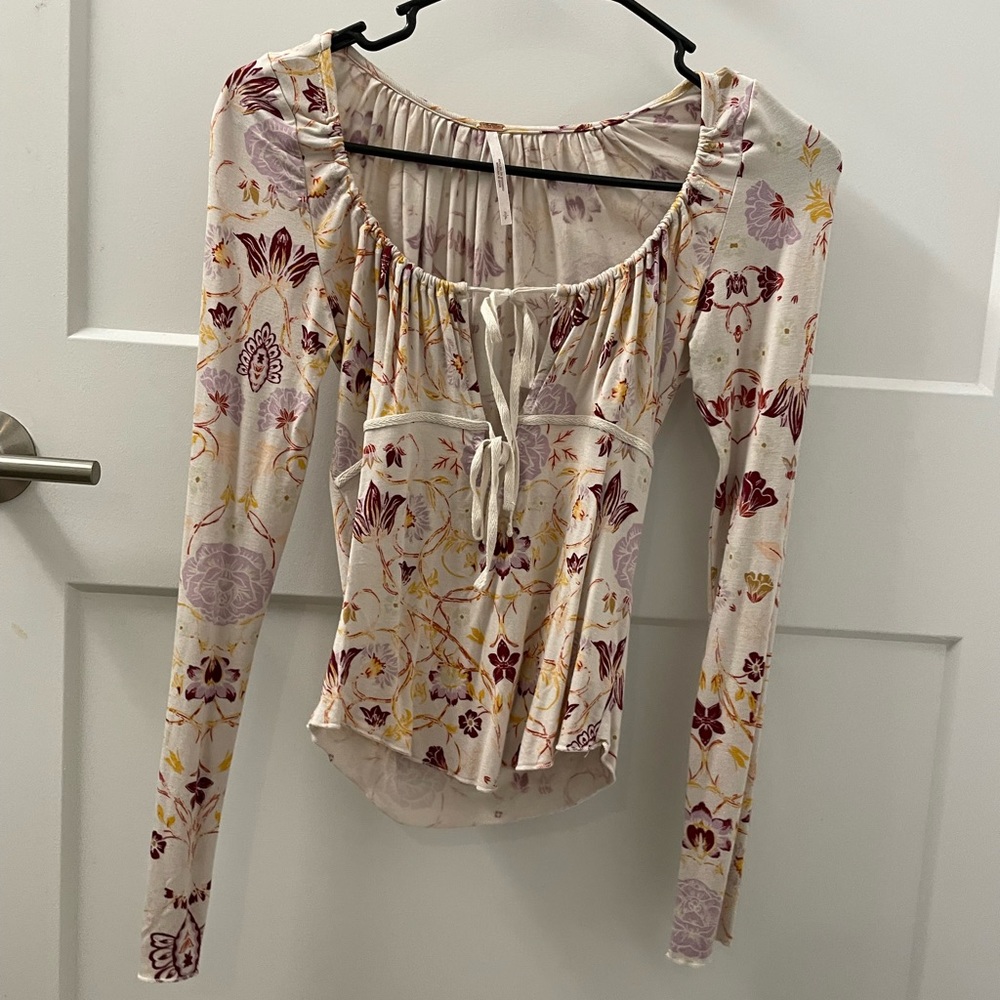 Free People front tie long sleeve top